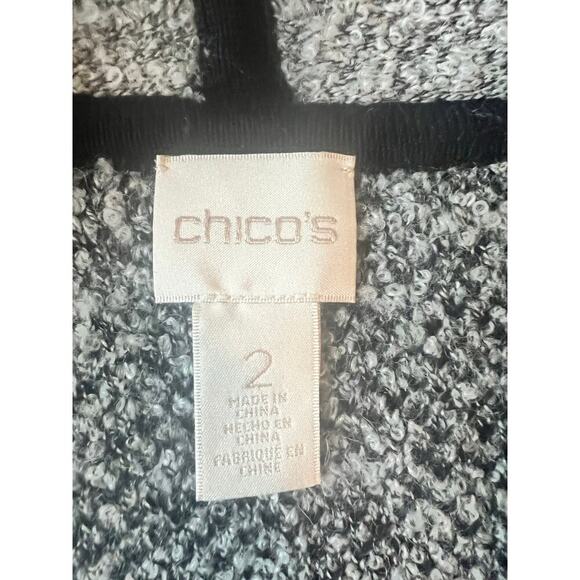 Chico's Sweater Vest, Size 2 Large, Black/Gray, Wool, Warm, Long, Tunic, Winter - Picture 4 of 8
